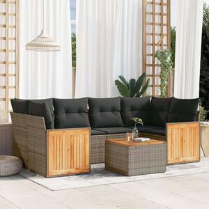 VidaXL Polyrattan Kerti Ülőgarnitúra - 7 részes - Szürke