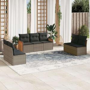 VidaXL Polyrattan Kerti Ülőgarnitúra - 7 részes - Szürke