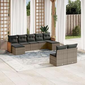 VidaXL Polyrattan Kerti Ülőgarnitúra - 9 részes - Szürke