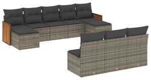VidaXL Polyrattan Kerti Ülőgarnitúra - 10 részes - Szürke