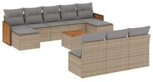VidaXL Polyrattan Kerti Ülőgarnitúra - 11 részes - Bézs