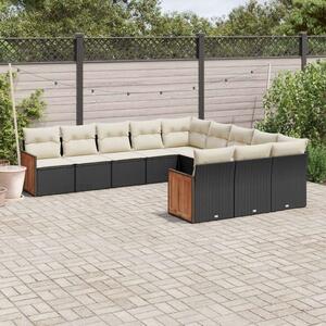 VidaXL Polyrattan Kerti Ülőgarnitúra - 11 részes - Fekete