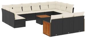 VidaXL Polyrattan Kerti Ülőgarnitúra - 14 részes - Fekete