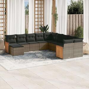 Polyrattan Kerti Ülőgarnitúra - 11 részes - Szürke