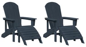 Adirondack szék lábtartókkal 2 db Tengerészkék HDPE