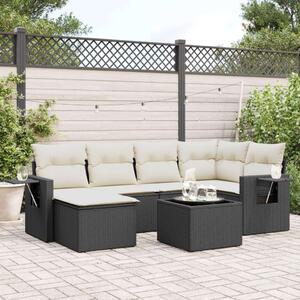 VidaXL Polyrattan Kerti Ülőgarnitúra - 7 részes - Fekete