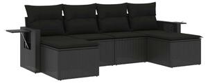 VidaXL Polyrattan Kerti Ülőgarnitúra - 6 részes - Fekete