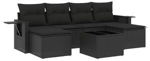 VidaXL Polyrattan Kerti Ülőgarnitúra - 7 részes - Fekete