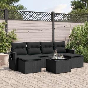 VidaXL Polyrattan Kerti Ülőgarnitúra - 7 részes - Fekete