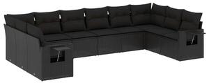 VidaXL Polyrattan Kerti Ülőgarnitúra - 10 részes - Fekete