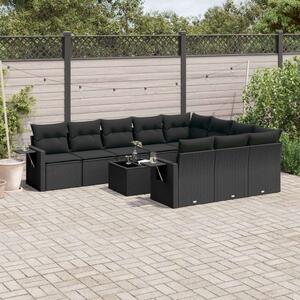 VidaXL Polyrattan Kerti Ülőgarnitúra - 11 részes - Fekete