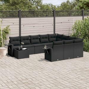 VidaXL Polyrattan Kerti Ülőgarnitúra - 11 részes - Fekete