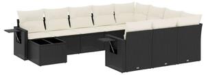VidaXL Polyrattan Kerti Ülőgarnitúra - 11 részes - Fekete