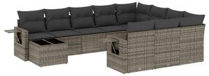 VidaXL Polyrattan Kerti Ülőgarnitúra - 11 részes - Szürke