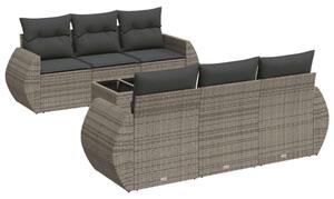 VidaXL Polyrattan Kerti Ülőgarnitúra - 7 részes - Szürke
