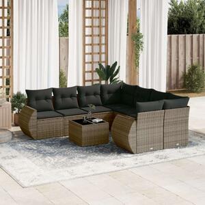 VidaXL Polyrattan Kerti Ülőgarnitúra - 9 részes - Szürke