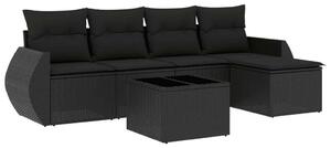 VidaXL Polyrattan Kerti Ülőgarnitúra - 6 részes - Fekete
