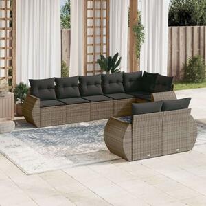 VidaXL Polyrattan Kerti Ülőgarnitúra - 8 részes - Szürke