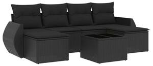 VidaXL Polyrattan Kerti Ülőgarnitúra - 7 részes - Fekete