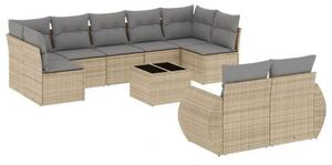 VidaXL Polyrattan Kerti Ülőgarnitúra - 10 részes - Bézs