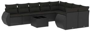 VidaXL Polyrattan Kerti Ülőgarnitúra - 10 részes - Fekete