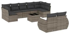 VidaXL Polyrattan Kerti Ülőgarnitúra - 10 részes - Szürke