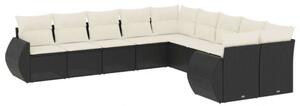 VidaXL Polyrattan Kerti Ülőgarnitúra - 10 részes - Fekete