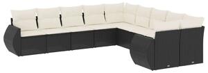 VidaXL Polyrattan Kerti Ülőgarnitúra - 10 részes - Fekete