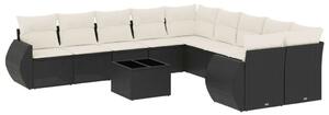 VidaXL Polyrattan Kerti Ülőgarnitúra - 11 részes - Fekete