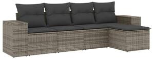 Polyrattan Kerti Ülőgarnitúra - 5 részes - Szürke
