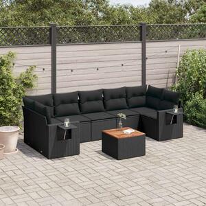 VidaXL 8 részes Kerti Ülőgarnitúra - Fekete Polyrattan