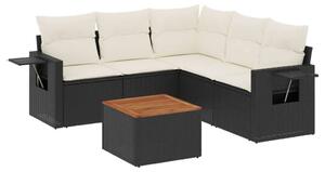VidaXL Polyrattan Kerti Ülőgarnitúra - 6 részes - Fekete
