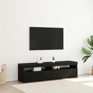 LED világítással ellátott TV szekrények 2 db Fekete tölgy 75x35x40 cm Műanyag fa