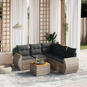 Polyrattan Kerti Ülőgarnitúra - 6 részes - Szürke