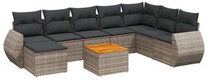 Polyrattan Kerti Ülőgarnitúra - 9 részes - Szürke