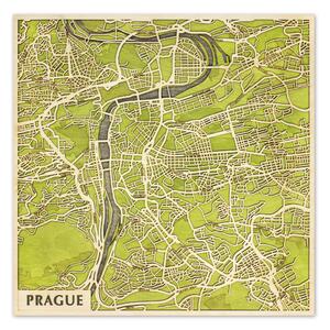 Prága – Praha 3D fa várostérkép fali dekoráció – Natura Products