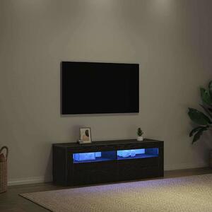 TV Szekrény LED világítással Fekete Tölgy 120x35x40 cm Szerelt Fa
