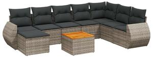 Polyrattan Kerti Ülőgarnitúra - 9 részes - Szürke