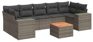 Polyrattan Kerti Ülőgarnitúra - 8 részes - Szürke