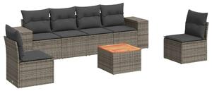 VidaXL Polyrattan Kerti Ülőgarnitúra - 7 részes - Szürke
