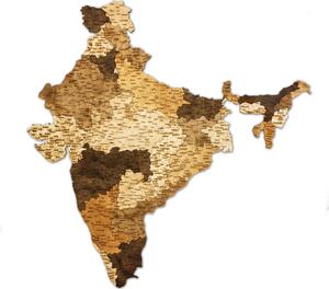 Natura Products - India 3D Fa Puzzle Térkép - Elegáns Fali Dekoráció