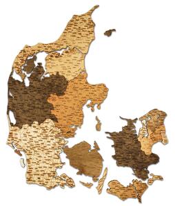 Natura Products - Dánia 3D Fa Puzzle Térkép - Elegáns Fali Dekoráció