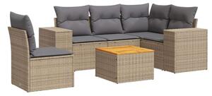 VidaXL Polyrattan Kerti Ülőgarnitúra - 6 részes, Bézs