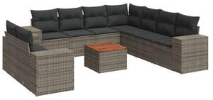 VidaXL Polyrattan Kerti Ülőgarnitúra - 10 részes - Szürke