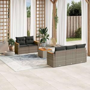 VidaXL Polyrattan Kerti Ülőgarnitúra - 6 részes - Szürke