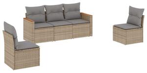 VidaXL Polyrattan Kerti Ülőgarnitúra - 5 részes - Bézs
