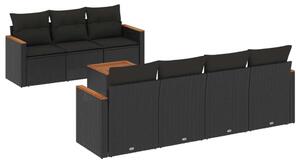 VidaXL 8 részes Kerti Ülőgarnitúra - Fekete Polyrattan