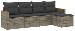 VidaXL 5 részes szürke polyrattan kerti ülőgarnitúra