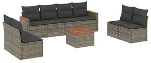 VidaXL Polyrattan Kerti Ülőgarnitúra - 9 részes - Szürke