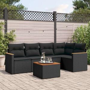 Polyrattan Kerti Ülőgarnitúra - 6 részes - Fekete
